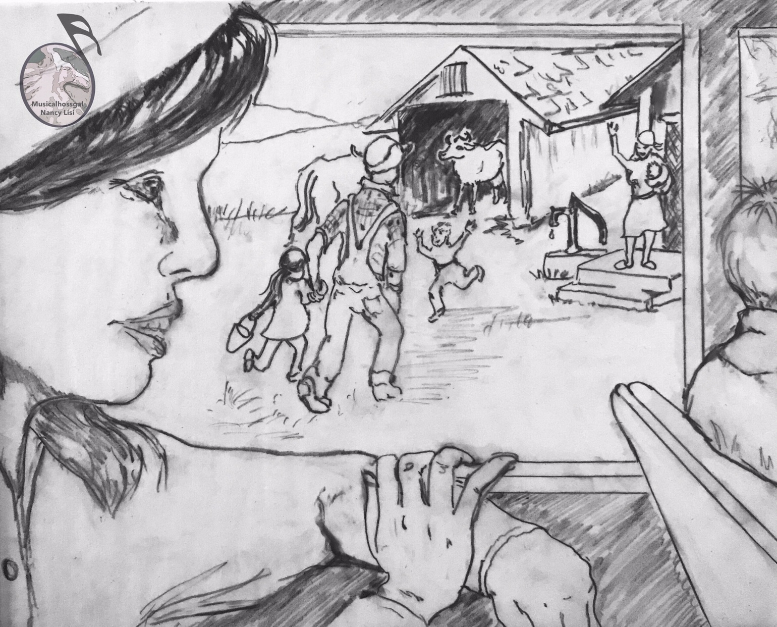 Riding the after school detention bus looking out the window at boy being dropped off at farm